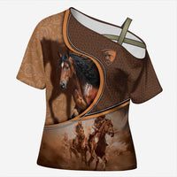 Personalized Horse Racing Cross Shoulder Shirt Royal Race Leather Effect
