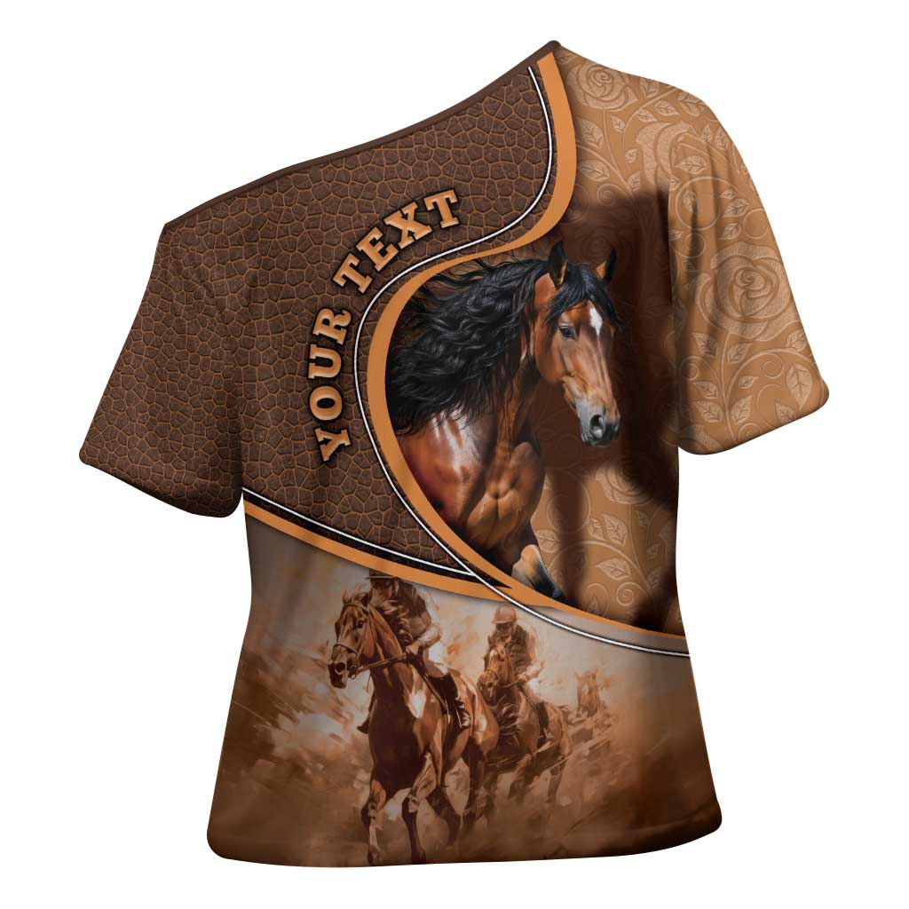 Personalized Horse Racing Cross Shoulder Shirt Royal Race Leather Effect