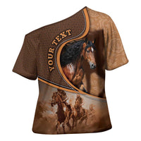 Personalized Horse Racing Cross Shoulder Shirt Royal Race Leather Effect