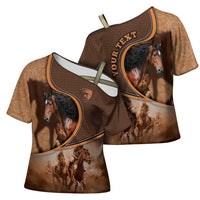 Personalized Horse Racing Cross Shoulder Shirt Royal Race Leather Effect