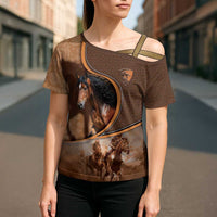 Personalized Horse Racing Cross Shoulder Shirt Royal Race Leather Effect