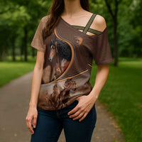 Personalized Horse Racing Cross Shoulder Shirt Royal Race Leather Effect
