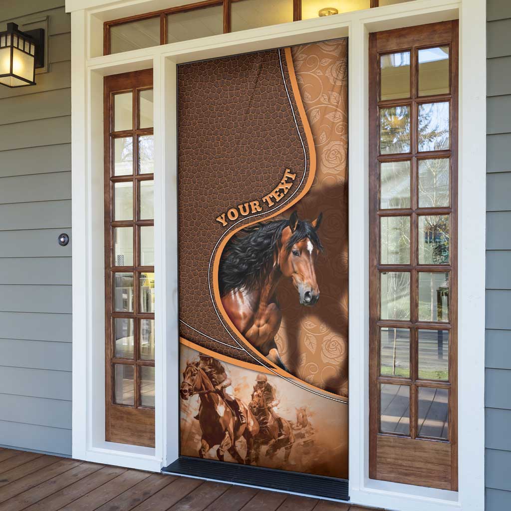 Personalized Horse Racing Door Cover Royal Race Leather Effect