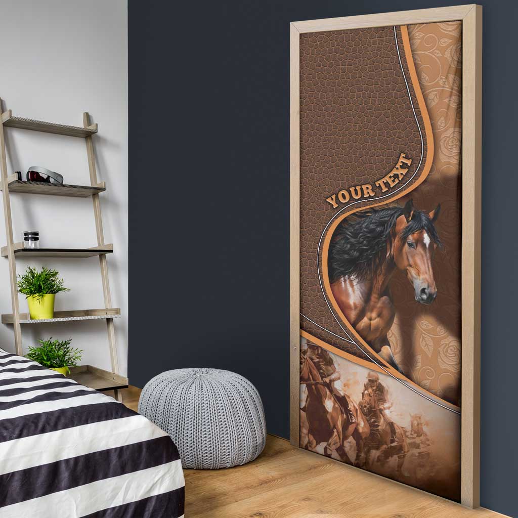 Personalized Horse Racing Door Cover Royal Race Leather Effect