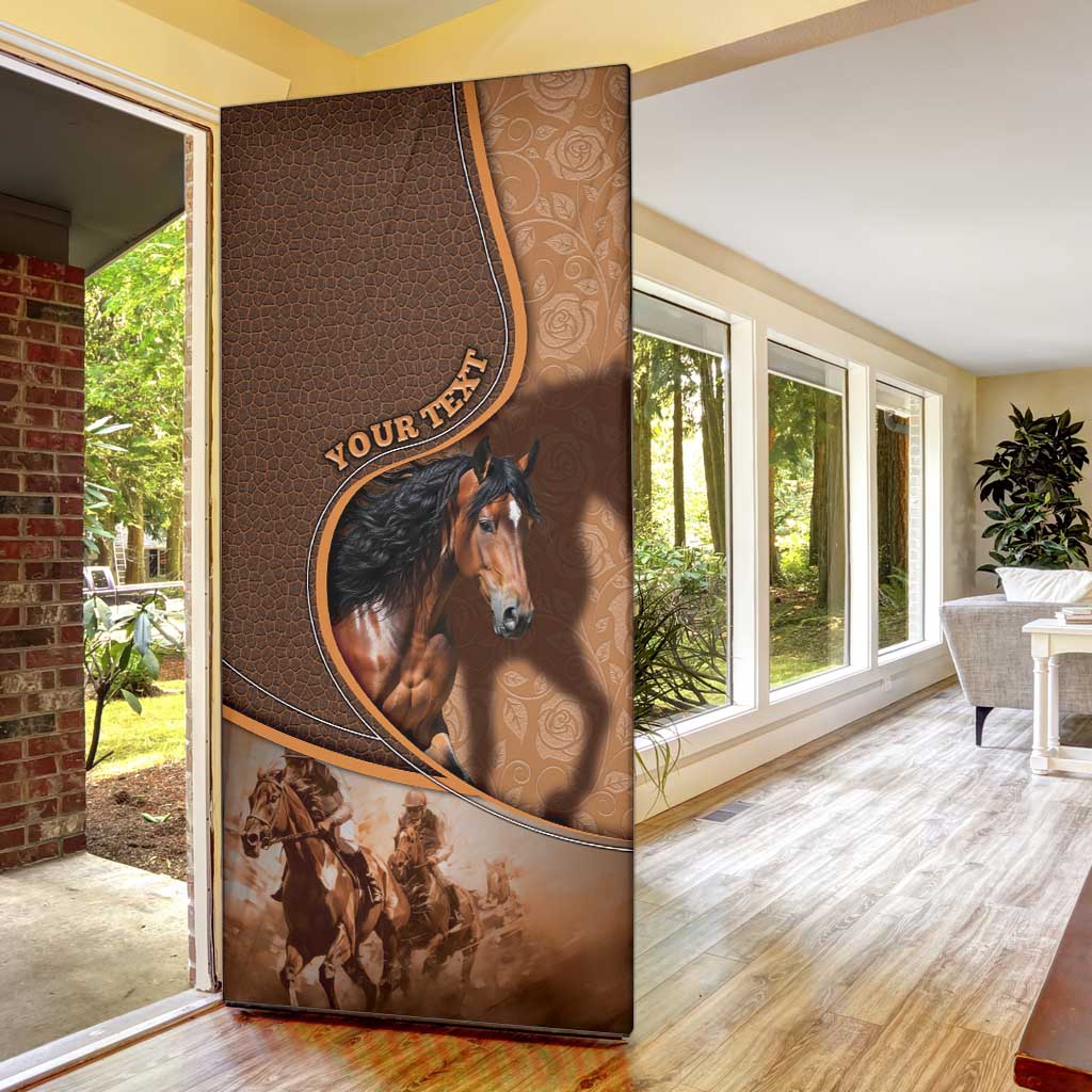 Personalized Horse Racing Door Cover Royal Race Leather Effect