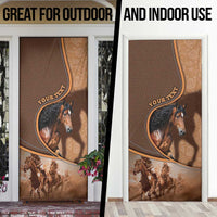 Personalized Horse Racing Door Cover Royal Race Leather Effect
