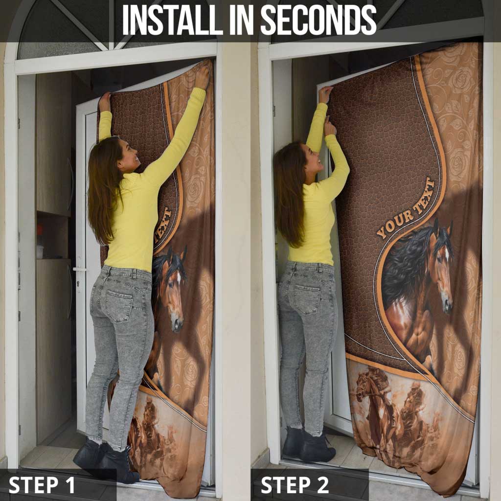 Personalized Horse Racing Door Cover Royal Race Leather Effect