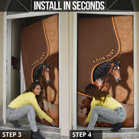Personalized Horse Racing Door Cover Royal Race Leather Effect