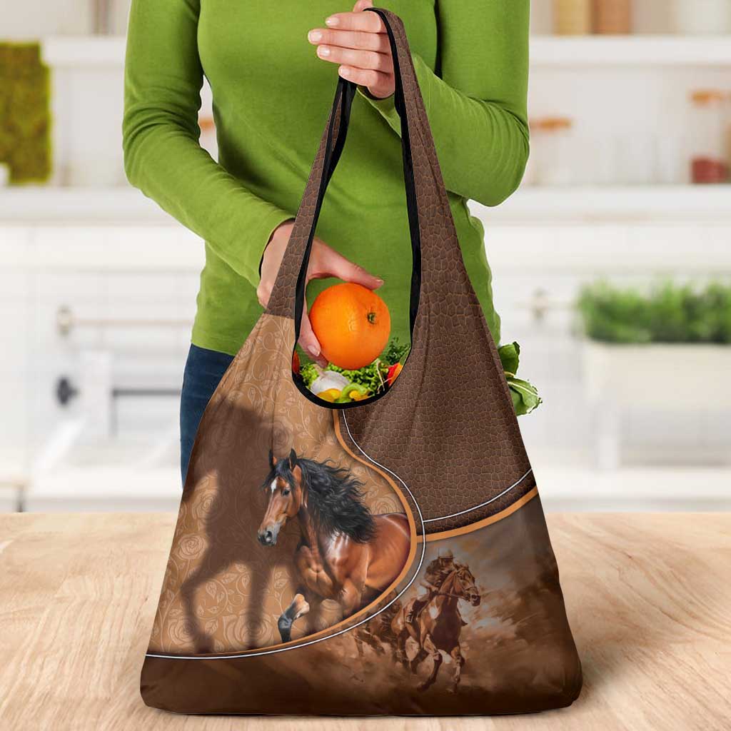 Horse Racing Grocery Bag Royal Race Leather Effect