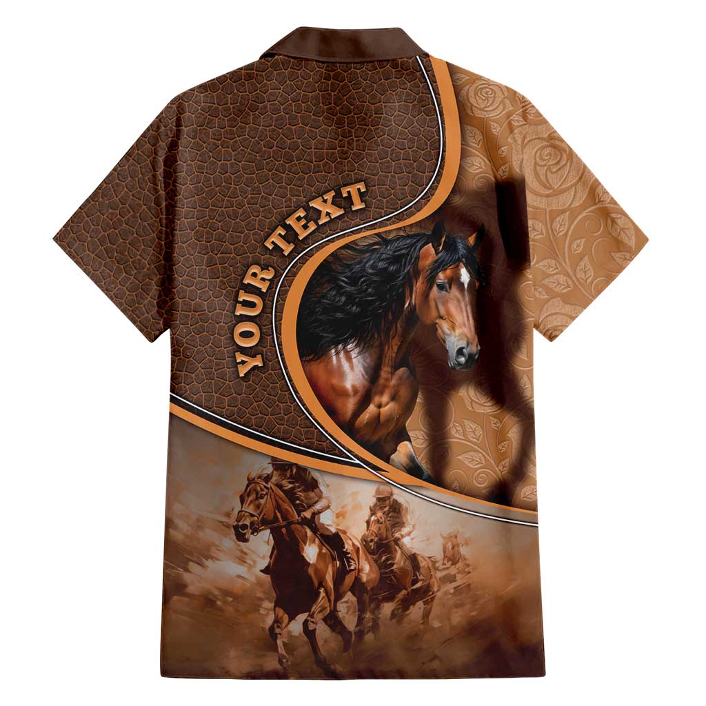 Personalized Horse Racing Hawaiian Shirt Royal Race Leather Effect