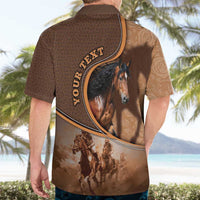 Personalized Horse Racing Hawaiian Shirt Royal Race Leather Effect