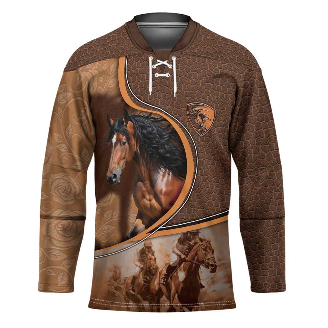 Personalized Horse Racing Hockey Jersey Royal Race Leather Effect