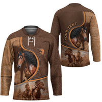 Personalized Horse Racing Hockey Jersey Royal Race Leather Effect