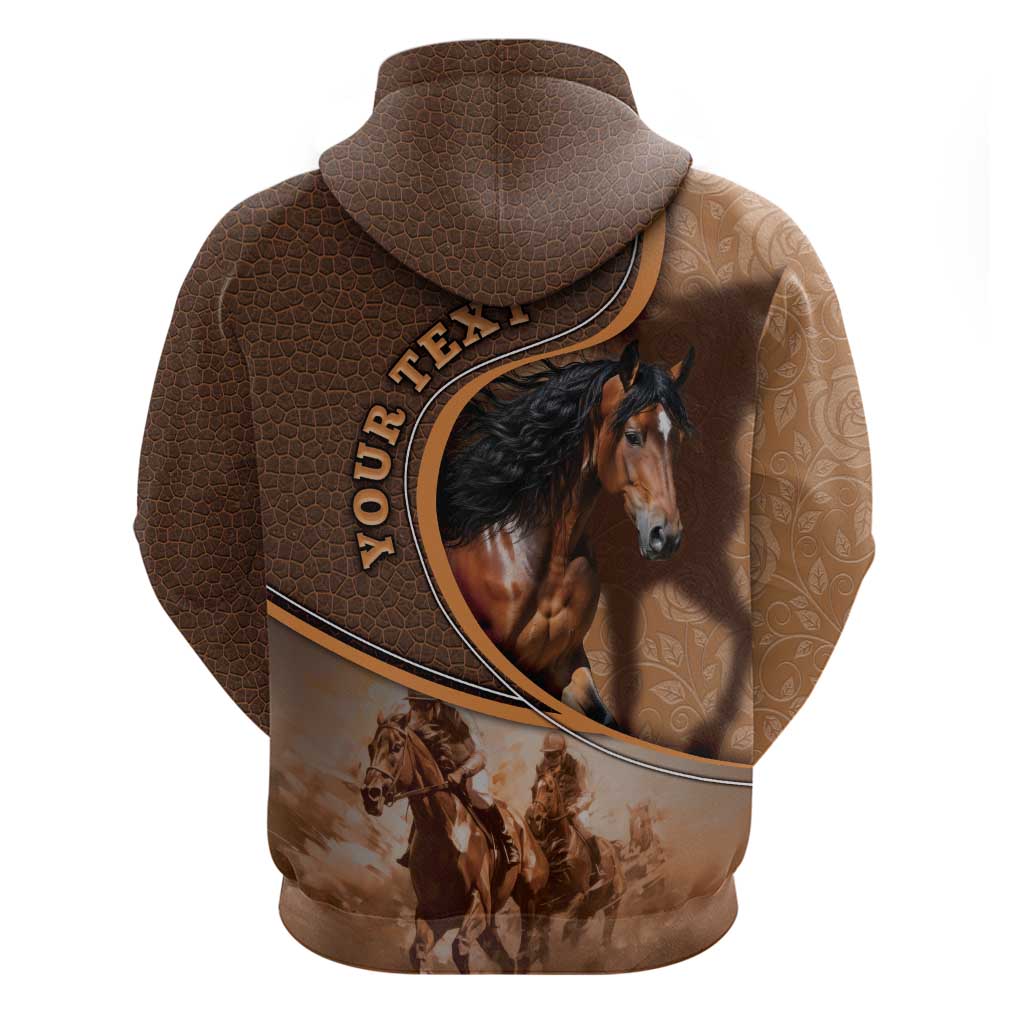 Personalized Horse Racing Hoodie Royal Race Leather Effect