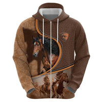 Personalized Horse Racing Hoodie Royal Race Leather Effect
