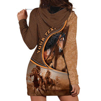 Personalized Horse Racing Hoodie Dress Royal Race Leather Effect