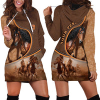 Personalized Horse Racing Hoodie Dress Royal Race Leather Effect