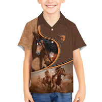 Personalized Horse Racing Kid Hawaiian Shirt Royal Race Leather Effect