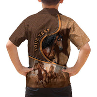 Personalized Horse Racing Kid Hawaiian Shirt Royal Race Leather Effect