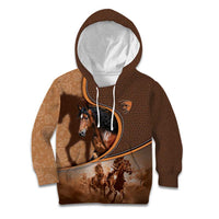 Personalized Horse Racing Kid Hoodie Royal Race Leather Effect