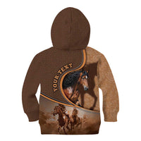 Personalized Horse Racing Kid Hoodie Royal Race Leather Effect