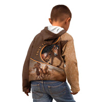 Personalized Horse Racing Kid Hoodie Royal Race Leather Effect