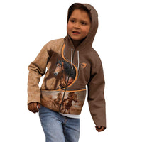 Personalized Horse Racing Kid Hoodie Royal Race Leather Effect