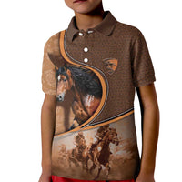 Personalized Horse Racing Kid Polo Shirt Royal Race Leather Effect