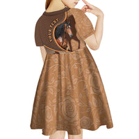 Personalized Horse Racing Kid Short Sleeve Dress Royal Race Leather Effect