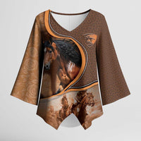 Personalized Horse Racing Kimono Sleeve Blouse Royal Race Leather Effect