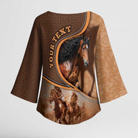 Personalized Horse Racing Kimono Sleeve Blouse Royal Race Leather Effect