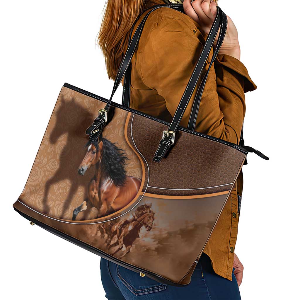 Horse Racing Leather Tote Bag Royal Race Leather Effect