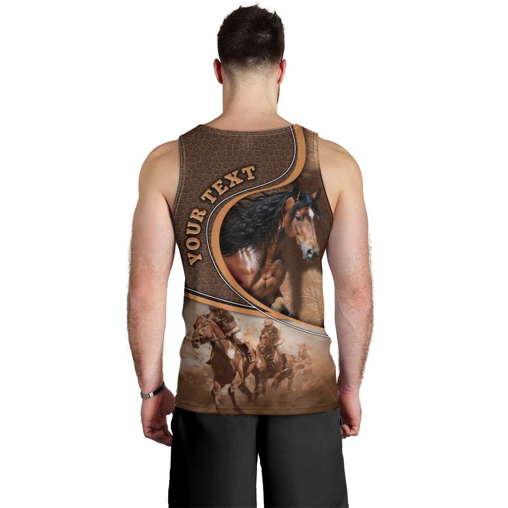 Personalized Horse Racing Men Tank Top Royal Race Leather Effect
