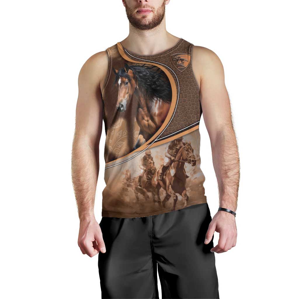 Personalized Horse Racing Men Tank Top Royal Race Leather Effect