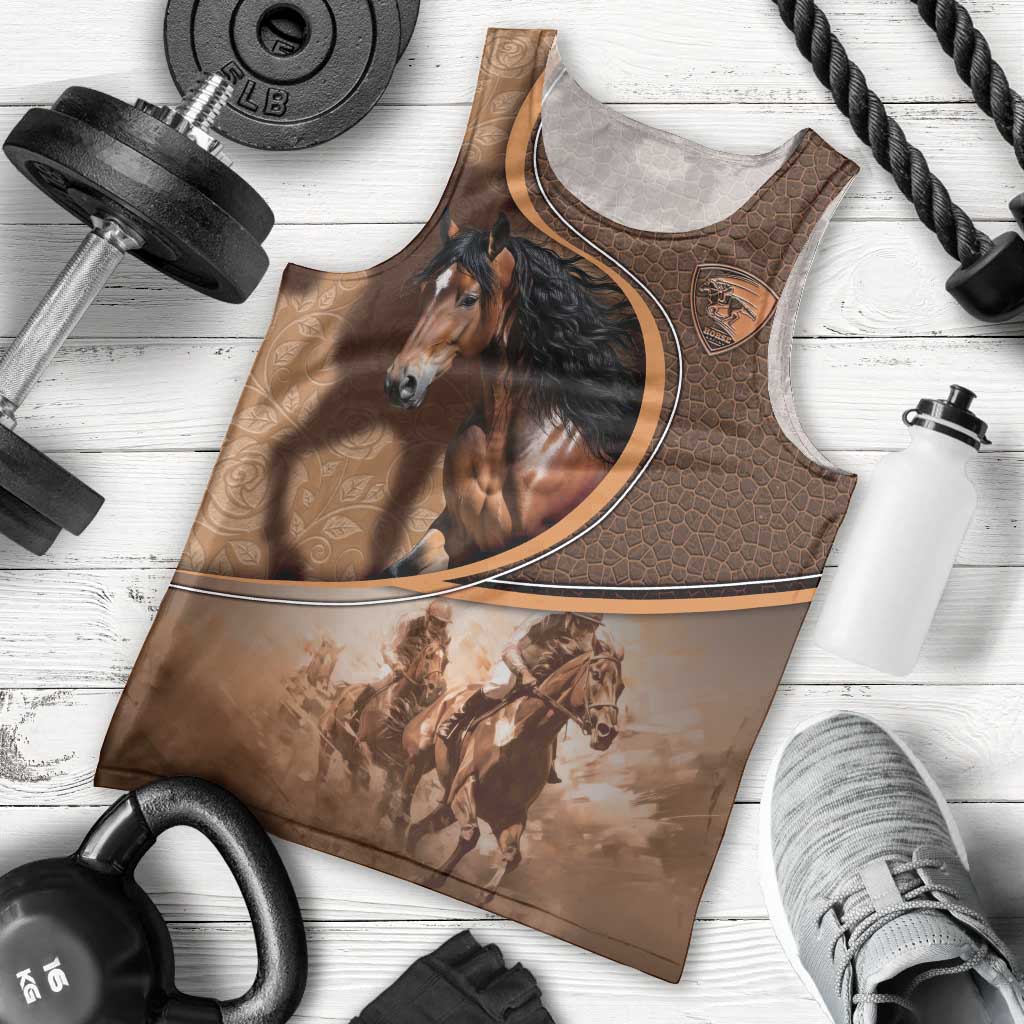 Personalized Horse Racing Men Tank Top Royal Race Leather Effect
