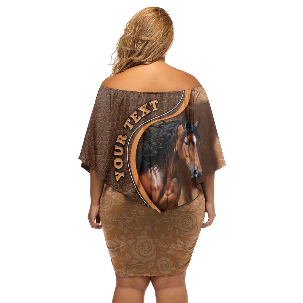 Personalized Horse Racing Off Shoulder Short Dress Royal Race Leather Effect