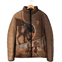 Personalized Horse Racing Padded Jacket Royal Race Leather Effect