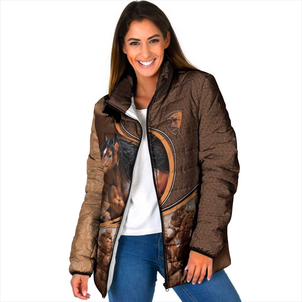 Personalized Horse Racing Padded Jacket Royal Race Leather Effect