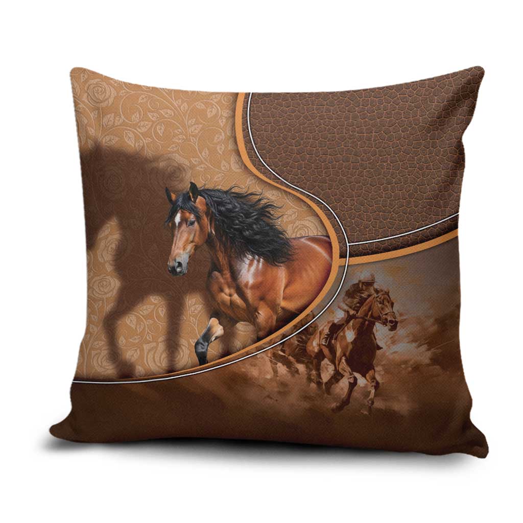 Horse Racing Pillow Cover Royal Race Leather Effect
