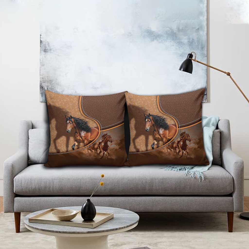 Horse Racing Pillow Cover Royal Race Leather Effect