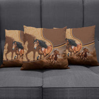 Horse Racing Pillow Cover Royal Race Leather Effect