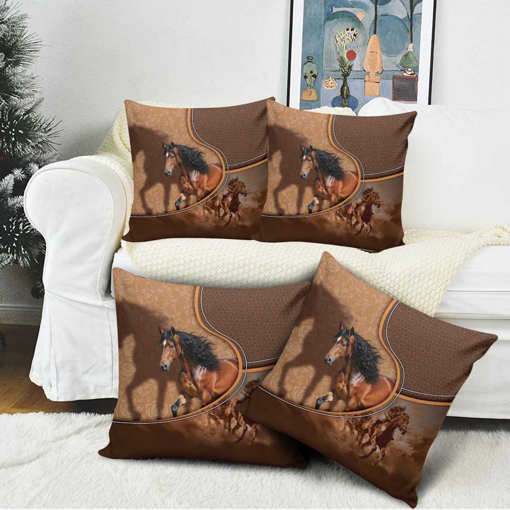 Horse Racing Pillow Cover Royal Race Leather Effect