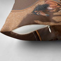Horse Racing Pillow Cover Royal Race Leather Effect