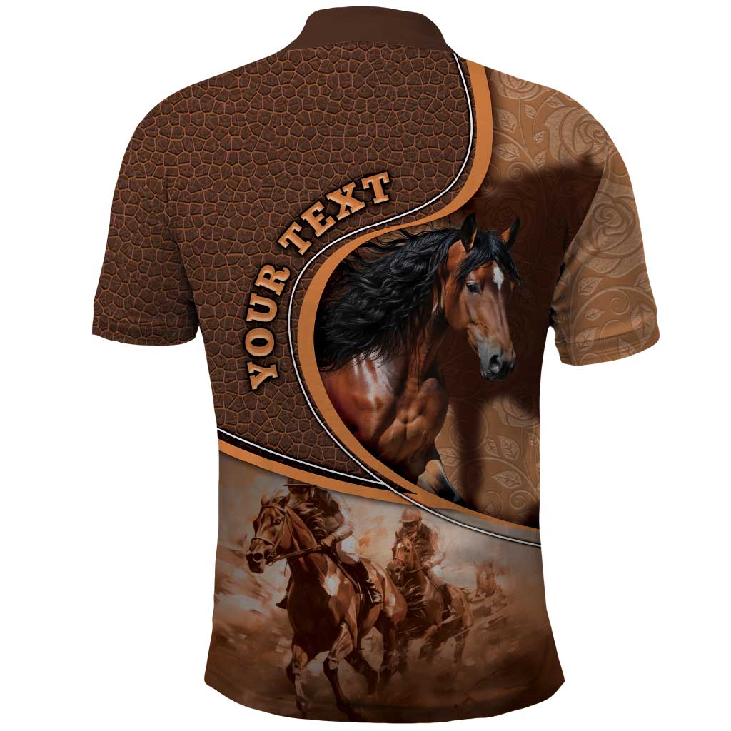 Personalized Horse Racing Polo Shirt Royal Race Leather Effect