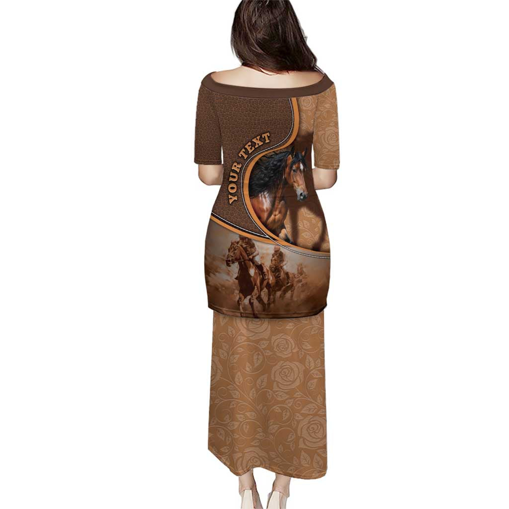 Personalized Horse Racing Puletasi Royal Race Leather Effect