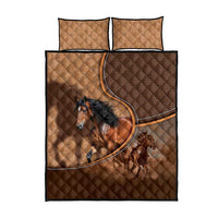 Horse Racing Quilt Bed Set Royal Race Leather Effect