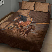 Horse Racing Quilt Bed Set Royal Race Leather Effect