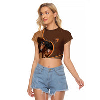 Personalized Horse Racing Raglan Cropped T Shirt Royal Race Leather Effect
