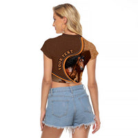 Personalized Horse Racing Raglan Cropped T Shirt Royal Race Leather Effect