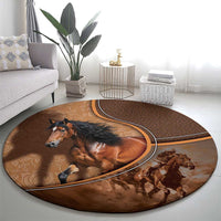 Horse Racing Round Carpet Royal Race Leather Effect